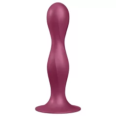   Satisfyer Double Ball-R - tapadókorongos súlyozott dildó (piros)