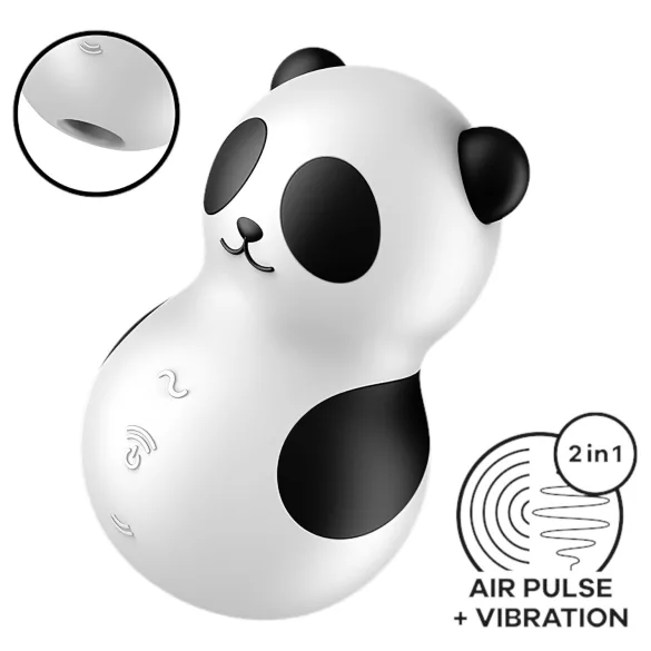 Satisfyer Pocket Panda - léghullámos csiklóizgató (fekete)