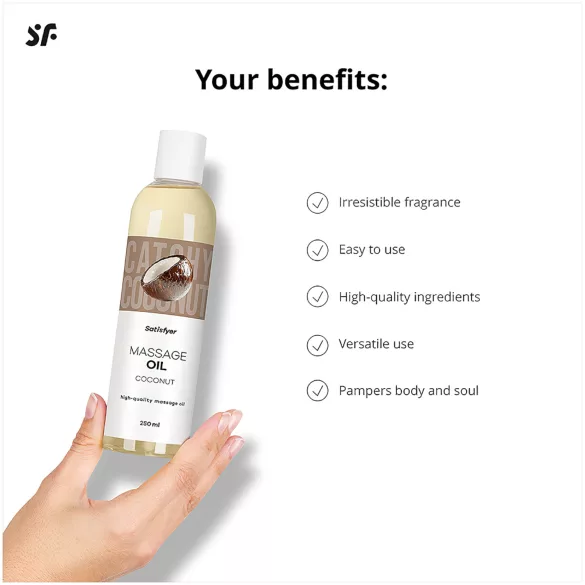 Satisfyer - erotikus masszázsolaj kókusz illattal (250 ml)