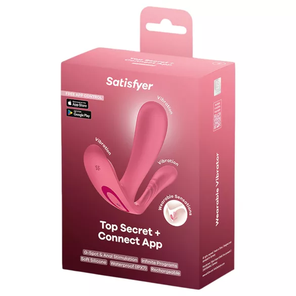 Satisfyer Top Secret+ - viselhető G-pont- és análvibrátor (rózsaszín)