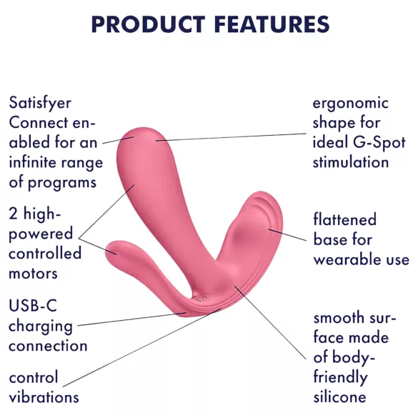 Satisfyer Top Secret+ - viselhető G-pont- és análvibrátor (rózsaszín)
