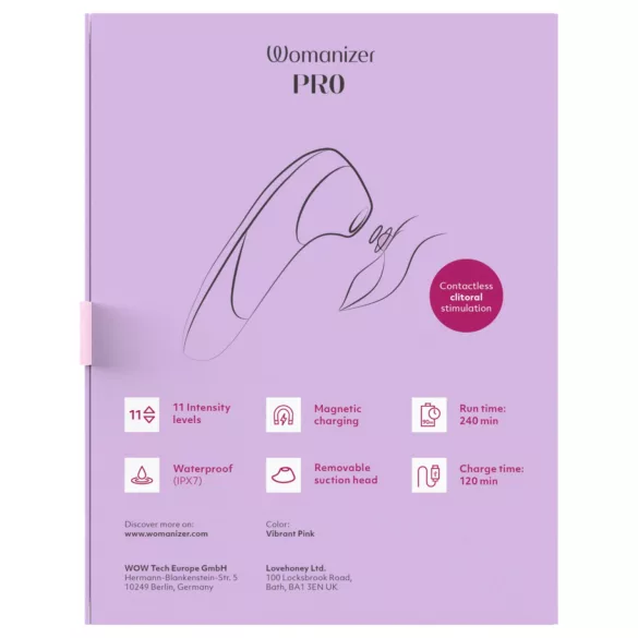 Womanizer Pro - léghullámos csiklóizgató (pink)