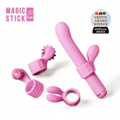 Magic Stick - vibrátor, cserélhető feltétekkel (pink)