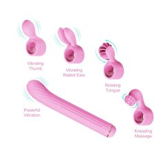 Magic Stick - vibrátor cserélhető csiklókarral (pink)