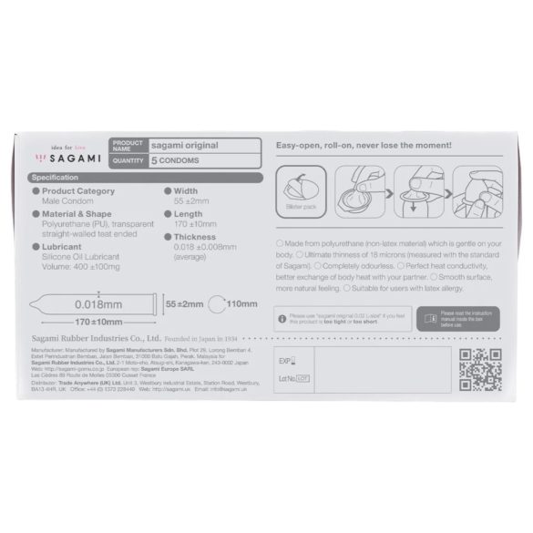 Sagami Original 0.01 - óvszer - 55mm (5db)