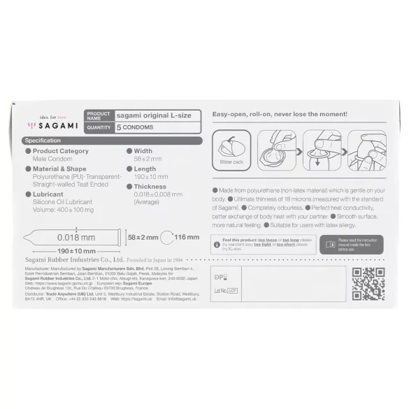 Sagami Original 0,01 L - óvszer - 58mm (5db)