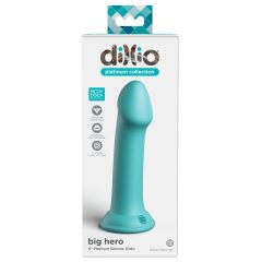   Dillio Big Hero - tapadótalpas makkos szilikon dildó (17cm) - türkiz