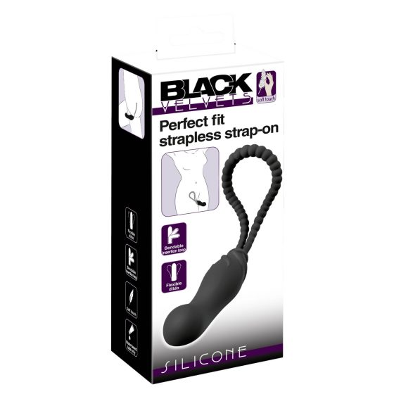 Black Velvet Perfect Fit - pánt nélküli felcsatolható dildó (fekete)