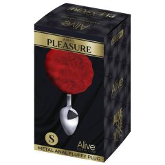   Alive Anal Pleasure - kicsi anál plug nyuszifarokkal (ezüst-piros)