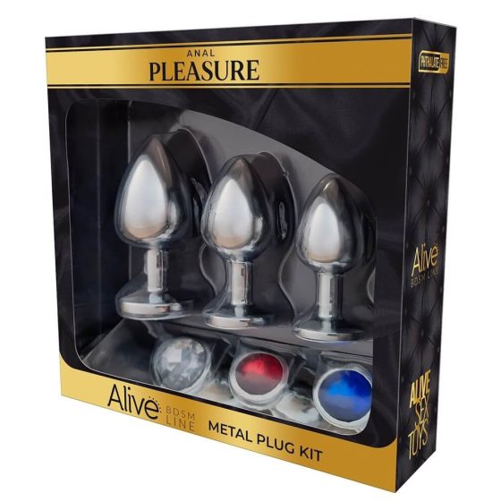 Alive Anal Pleasure - fém anál dildó készlet (ezüst)