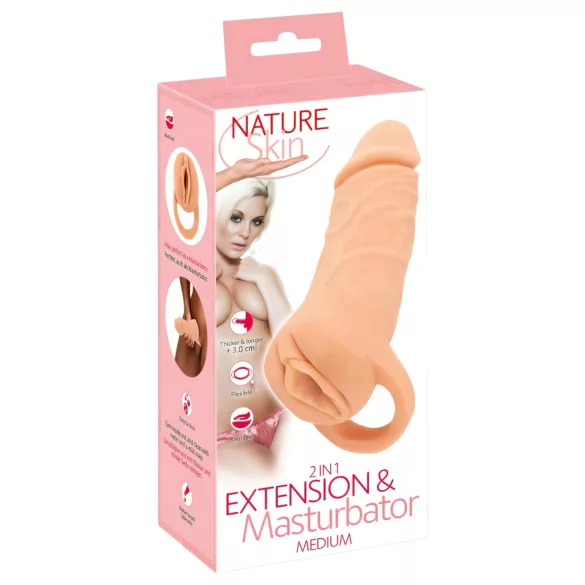 Nature Skin - péniszköpeny és műpunci - 18 cm (testszínű)