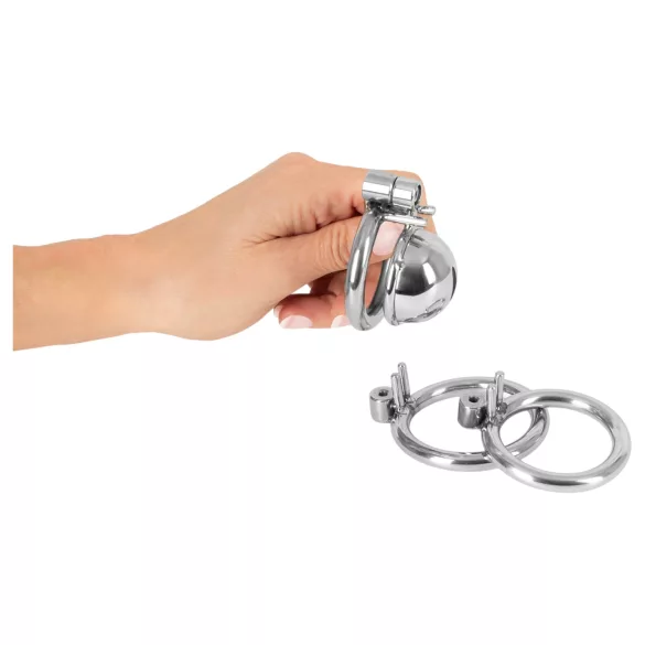 fetish collection - mini péniszketrec 3 cserélhető heregyűrűvel (ezüst)