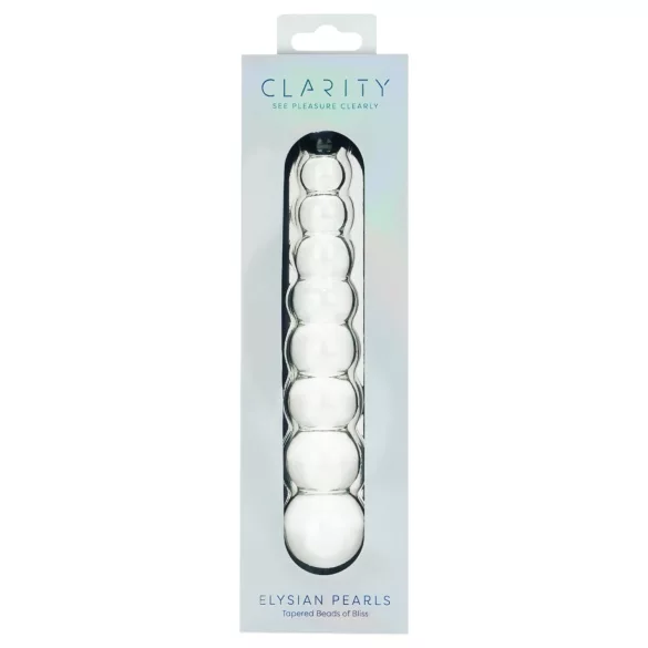 Clarity Elysian Pearls - gyöngyös üveg dildó (átlátszó)
