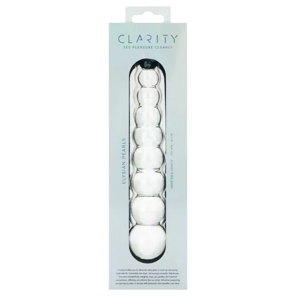 Clarity Elysian Pearls - gyöngyös üveg dildó (átlátszó)