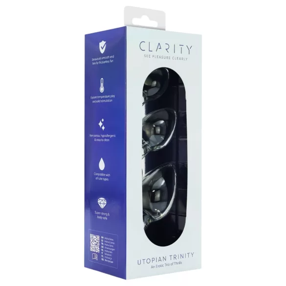 Clarity Utopian Trinity - üveg anál plug szett (átlátszó)