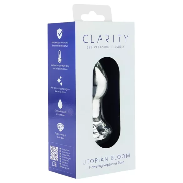Clarity Utopian Bloom - üveg anál plug (átlátszó)