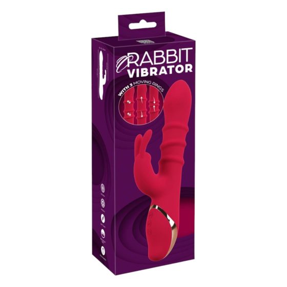 You2Toys Rabbit - mozgó gyűrűs vibrátor (piros)