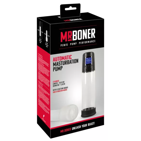 Mister Boner - akkus, automatikus péniszpumpa (fekete-átlátszó)