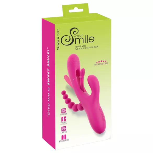 SMILE - tripla karos, nyelves vibrátor (pink)