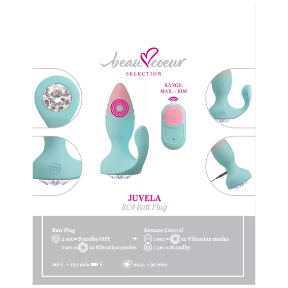 Beau Coeur Juvela - vibrációs anál plug (türkiz)
