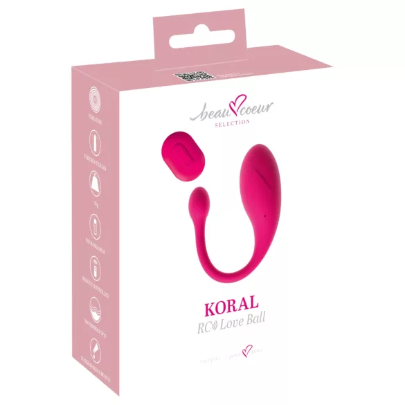 Beau Coeur Koral - vibrációs tojás távirányítóval (pink)