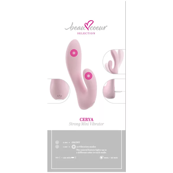 Beau Coeur Cerya - mini csiklókaros vibrátor (halvány pink)