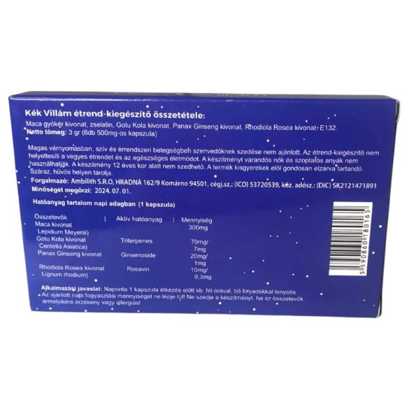 Kék Villám - étrend kiegészítő kapszula férfiaknak (6db)