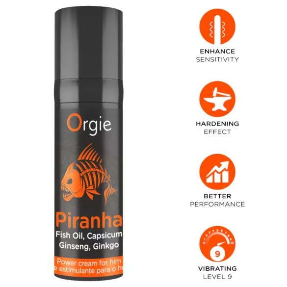 Orgie Piranha Power Cream –  Stimuláló Potencianövelő Krém Férfiaknak  (15 ml)