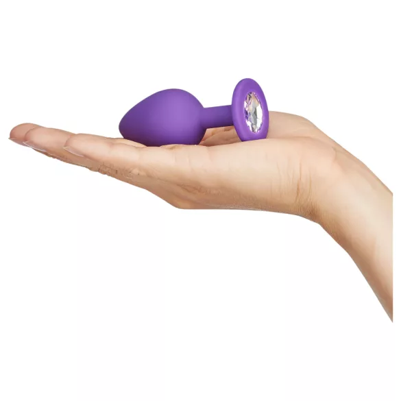 Baseks - kristályköves szilikon anál plug (lila) - 8 cm