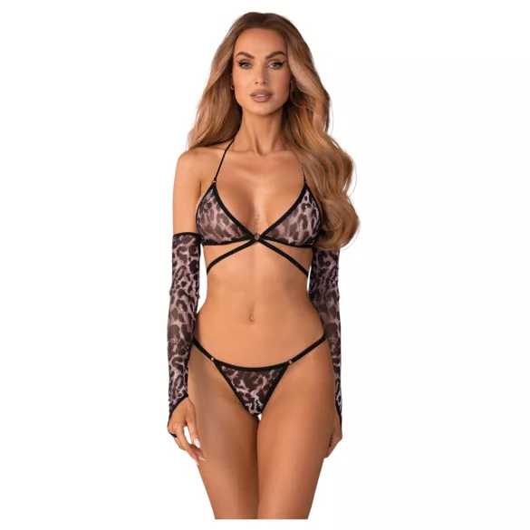 Obsessive Addia - leopárdmintás necc szett