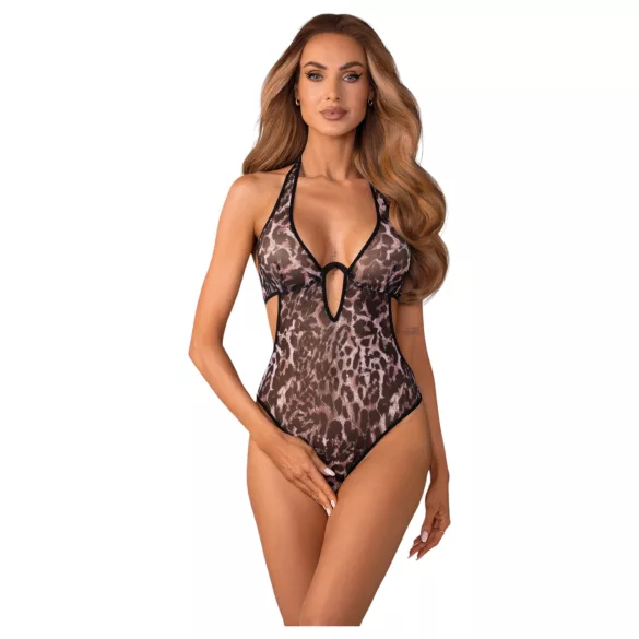 Obsessive Addia - leopárdmintás nyitott body