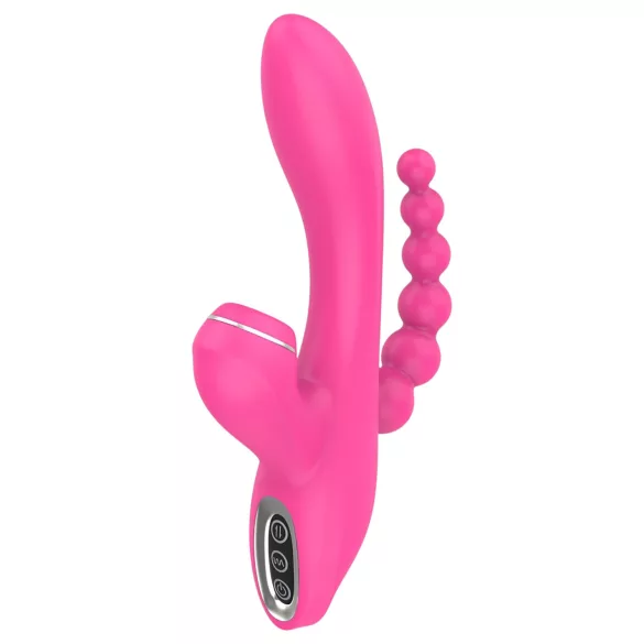 Erospace Sweet Play - G-pont vibrátor anál szondával és szívással (rózsaszín)
