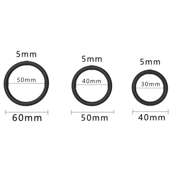 Men's Play - péniszgyűrű szett - fekete (3db)
