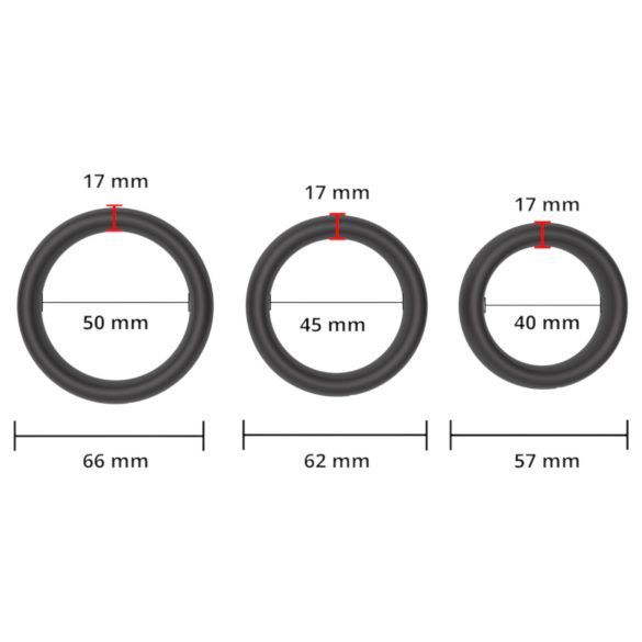 Men's Play - vastag péniszgyűrű szett - fekete (3db)