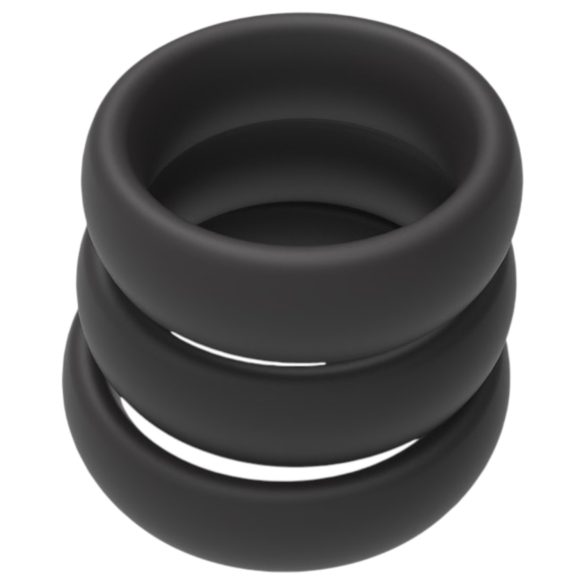 Men's Play - vastag péniszgyűrű szett - fekete (3db)