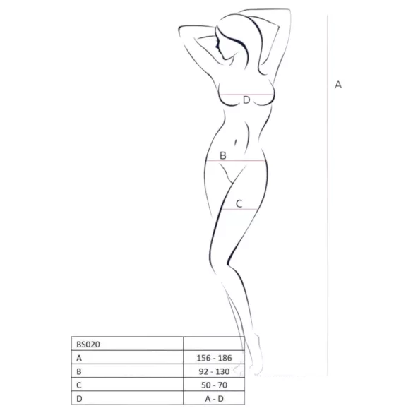 Passion BS020 - díszített nyitott overál (fekete) - S-L