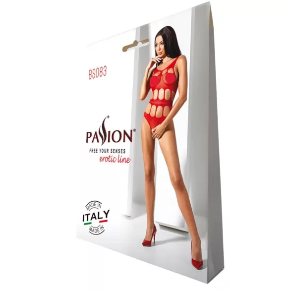 Passion BS083 - lyukacsos, nyitott body - piros (S-L)