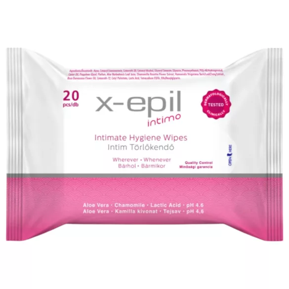 X-Epil Intimo - intim törlő kendő (20db)