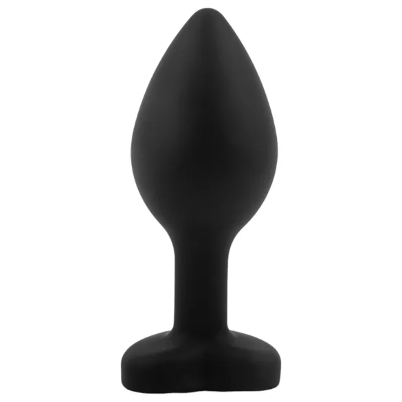 Sunfo - szilikon anál plug szíves piros kővel (fekete)