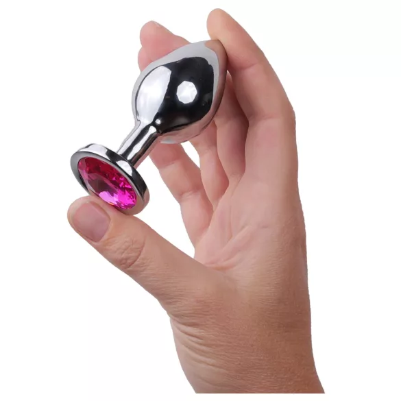 Desirel Pink Jewel M - anál plug (ezüst-pink)