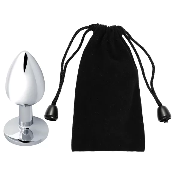 Sunfo - fém anál plug rózsaszín kővel (ezüst)