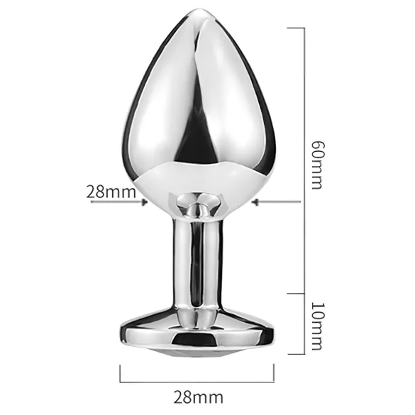 Sunfo - fém anál plug szív alakú arany kővel (ezüst)