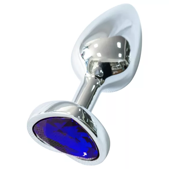 Sunfo - fém anál plug szív alakú sötétlila kővel (ezüst)