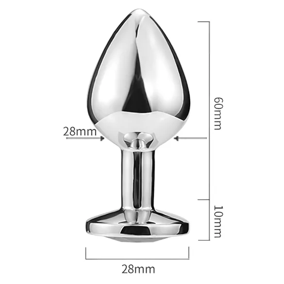 Sunfo - fém anál plug szív alakú sötétlila kővel (ezüst)