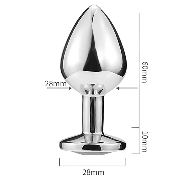 Sunfo - fém anál plug szív alakú kék kővel (ezüst)