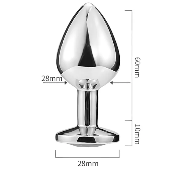 Sunfo - fém anál plug szív alakú világos kék kővel (ezüst)