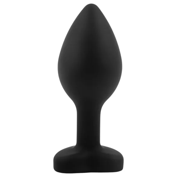 Sunfo - szilikon anál plug szív alakú lila kővel (fekete)