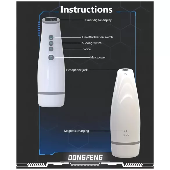 Lonely - szívó, melegítő maszturbátor hangeffektussal (fehér)