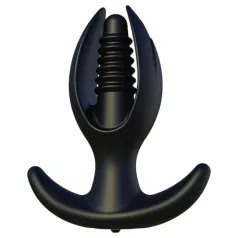   Kangvo - mágneses, felfújható bordázott anál plug (fekete)