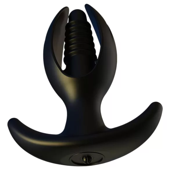Kangvo - mágneses, felfújható bordázott anál plug (fekete)